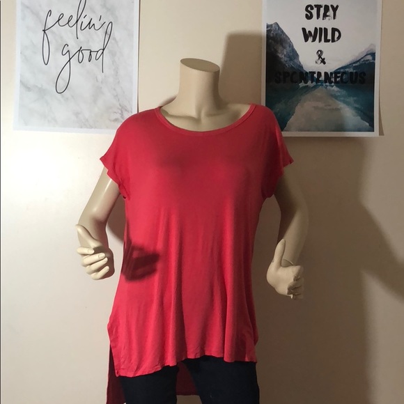 High low coral tunic tee top - Picture 1 of 5